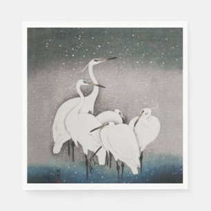 Guardanapo De Papel Japonês Egrets Koson Cranes Winter Snow