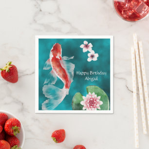 Guardanapo De Papel Japonês Koi Fish, Cherry Blossoms Japão Aniversári