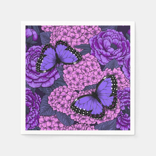 Guardanapo De Papel Jardim azul morfo 2 (Frente)