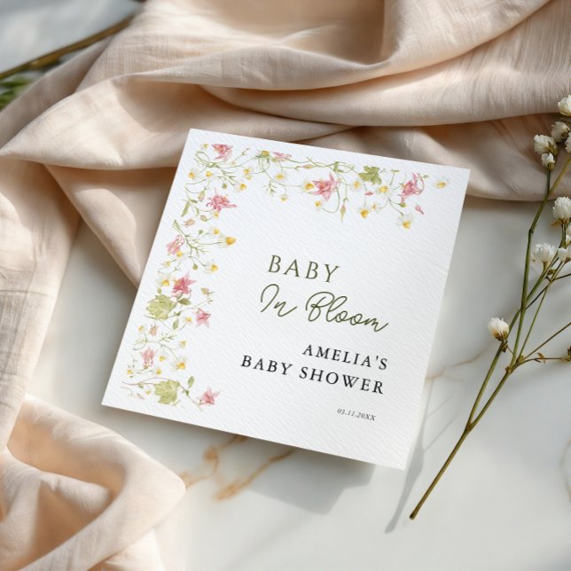 Guardanapo De Papel Jardim de Bebê em Flor Script Florais (Criador carregado)