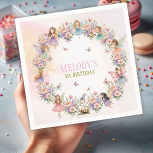 Guardanapo De Papel jardim de fadas caprichoso para 1º aniversário