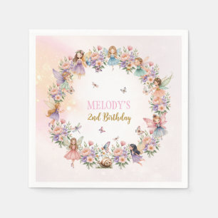 Guardanapo De Papel Jardim de fadas das flores caprichoso para 2º aniv