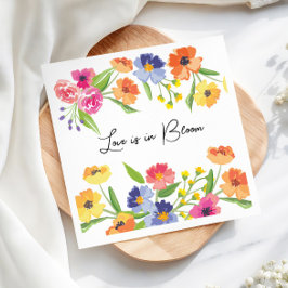 Guardanapo De Papel Jardim de Flores Brilhantes Rosa Laranja Amor em F