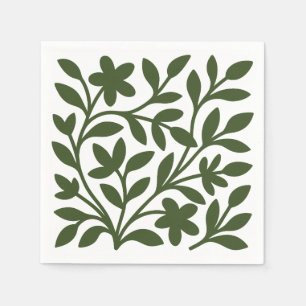 Guardanapo De Papel Jardim de Gavinhas Folhas Florais de Videira Verde