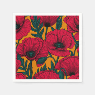 Guardanapo De Papel Jardim de papoila-vermelha