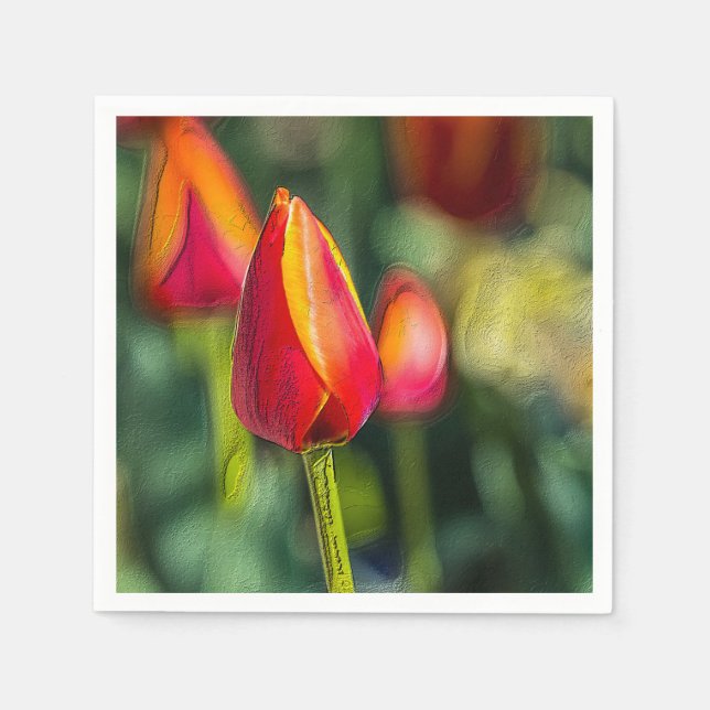 Guardanapo De Papel Jardim de Tulipas Texturizado (Frente)
