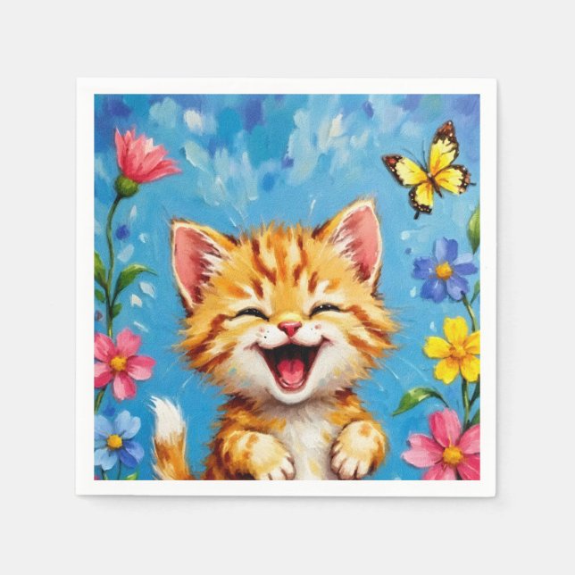 Guardanapo De Papel Jardim do Gatinho Feliz (Frente)