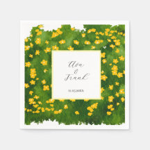 Jardim Floral Amarelo Aquarela Casamento Branco