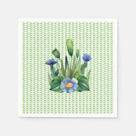 Guardanapo De Papel Jardim Floral Azul e Verde