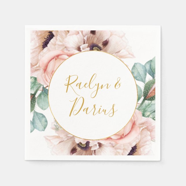 Guardanapo De Papel Jardim Floral Elegante Blush | Casamento de Nápole (Frente)