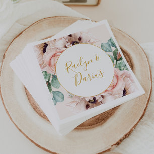Guardanapo De Papel Jardim Floral Elegante Blush Pastel Wedding