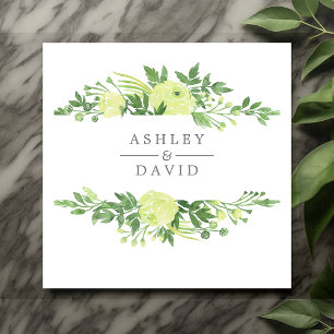 Guardanapo De Papel Jardim Floral Verde Aquarela Folhagem Casamento