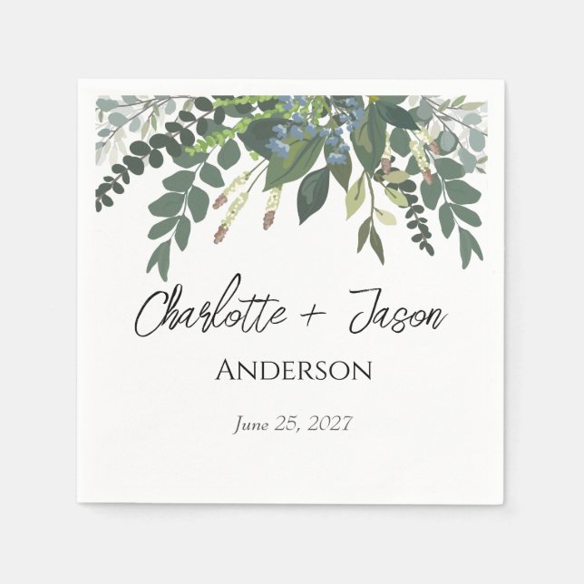 Guardanapo De Papel Jardim Folhagem Natureza Casamento Verde (Frente)