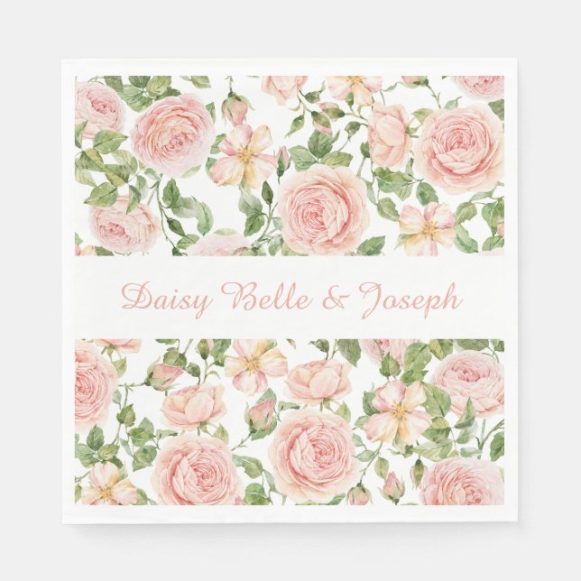 Guardanapo De Papel Jardim Rosa Rosa Elegante (Frente)