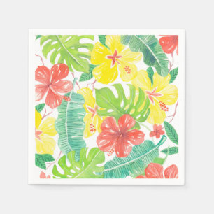 Guardanapo De Papel Jardim tropical, hibiscus plumeria e palmeiras