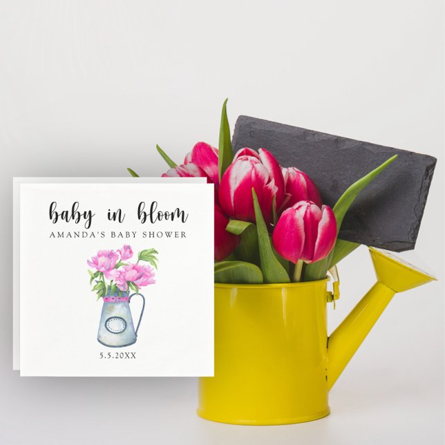 Guardanapo De Papel Jarra de aguarela de flores - bebê em flor  (Criador carregado)
