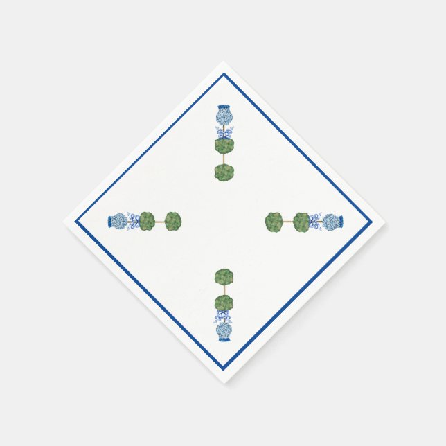 Guardanapo De Papel Jarras de Gengibre Azul Topiaria de Videira  (Canto)