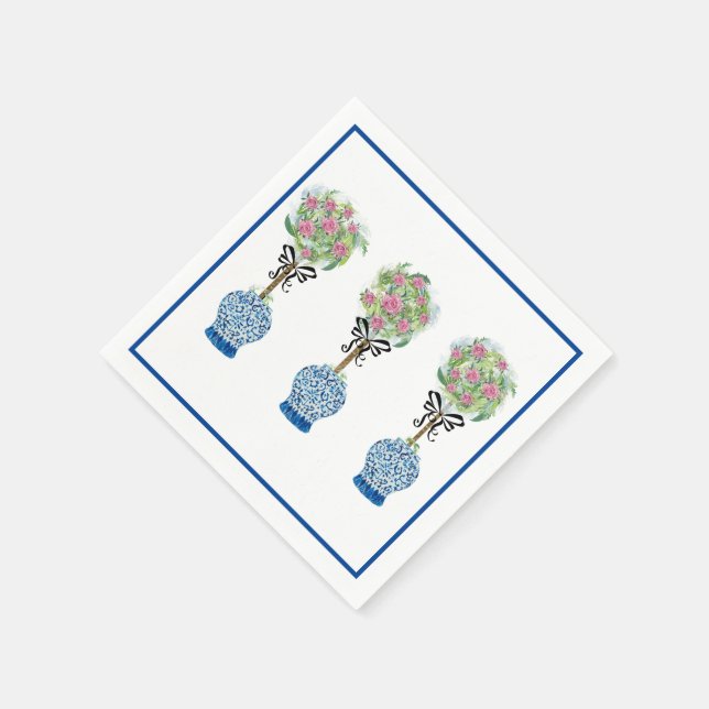 Guardanapo De Papel Jarro de Gengibre Azul e Branco Topiary  (Canto)