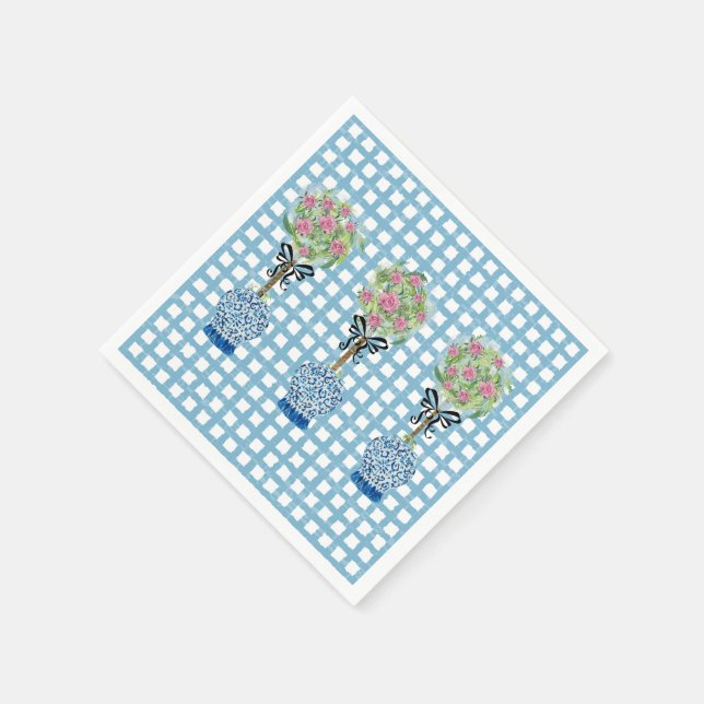Guardanapo De Papel Jarro de Gengibre Azul e Branco Topiary  (Canto)