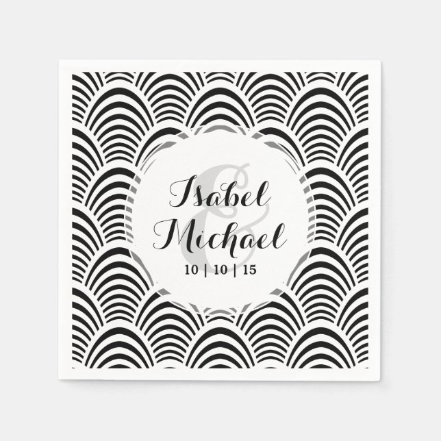Guardanapo De Papel Jazz Age Art Deco Elegance Preto e Branco (Frente)
