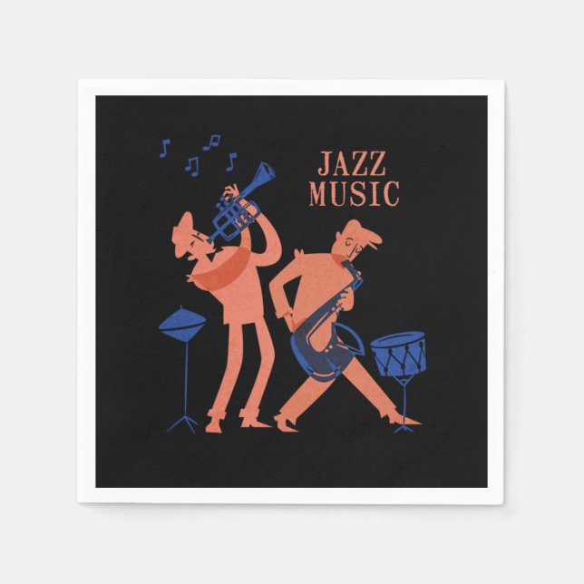 Guardanapo De Papel Jazz Music Saxophone Music Jazz Banda Gift (Frente)