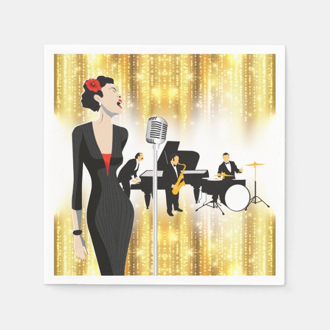 Guardanapo De Papel Jazz No Parque Cocktail Napkin, Tema Musical (Frente)