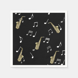 Guardanapo De Papel Jazzy Saxofone e Notas Musicais