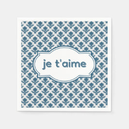 Guardanapo De Papel Je T'aime Elegant French Tapestry Blue White