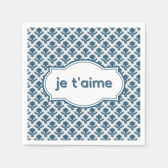 Guardanapo De Papel Je T'aime Elegant French Tapestry Blue White (Frente)