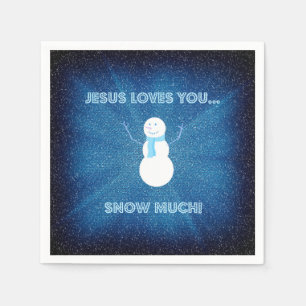 Guardanapo De Papel Jesus ama-o neva muito! Azul cristão do boneco de