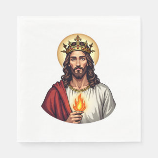 Guardanapo De Papel Jesus Crown Flame Vintage Engraving Shirt 2