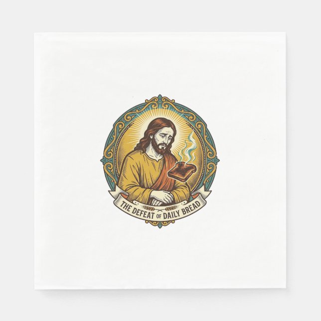 Guardanapo De Papel Jesus Derrotado Fumando Torradas Queimadas Cozinha (Frente)