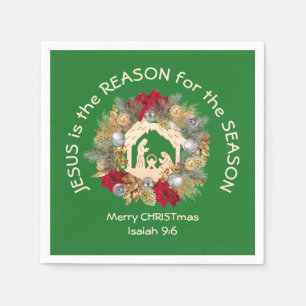 Guardanapo De Papel JESUS É A RAZÃO DO Livro Verde de Natal Napkins