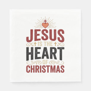 Guardanapo De Papel Jesus É o Coração do Camiseta Vintage de Natal