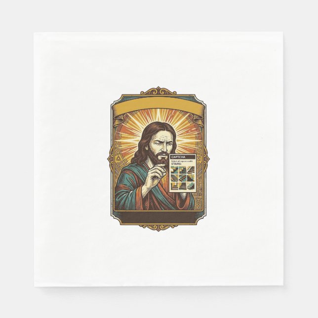 Guardanapo De Papel Jesus Escadas Embaçadas Teste Captcha Segurança Te (Frente)
