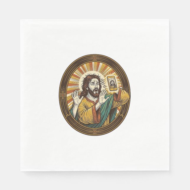 Guardanapo De Papel Jesus Selfie Acidental com Câmera Frontal e Papada (Frente)