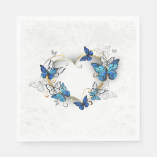Guardanapo De Papel Jewelry Heart with Butterflies Morpho