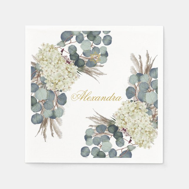 Guardanapo De Papel JewGirl Baby Naming Floral Dourado (Frente)