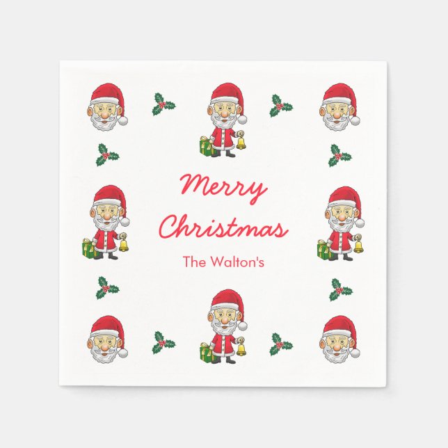 Guardanapo De Papel Jingle Bells com Papais noeis (Frente)