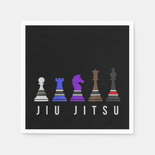Guardanapo De Papel jiu Jitsu treinando xadrez, presente com texto.