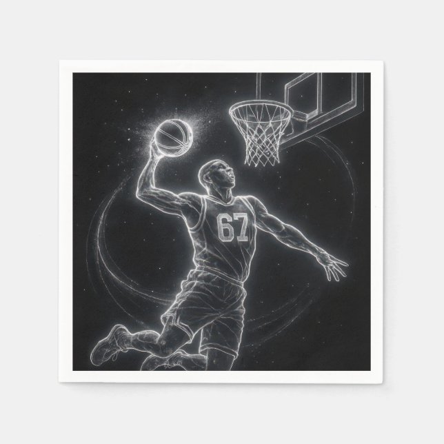Guardanapo De Papel Jogador de Basquete Neon Número 67 (Frente)
