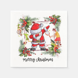 Guardanapo De Papel Jogador de tênis atrás do Papai Noel no Natal