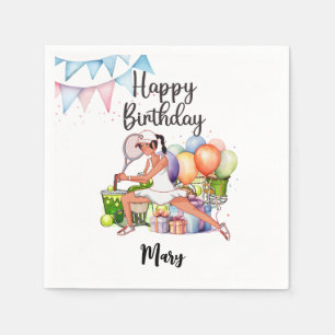 Guardanapo De Papel Jogador de tênis com Feliz Aniversário