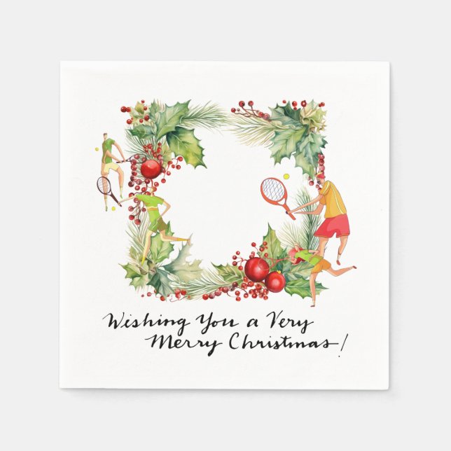 Guardanapo De Papel Jogador de tênis para a festa de Natal (Frente)