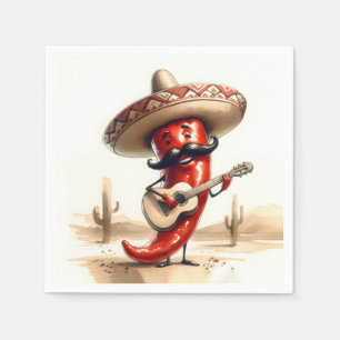 Guardanapo De Papel Jogador de Violão de Pimenta Vermelha Mexicana