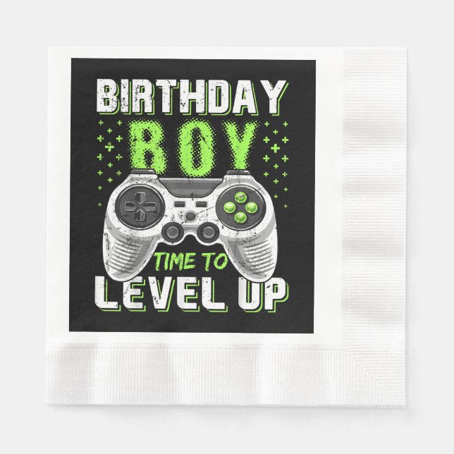 Guardanapo De Papel Jogo de Vídeo do Birthday Boy Level Up (Frente)