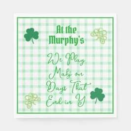 Guardanapo De Papel Jogue Dias de Mahjong Fim de Y Trevos de Aquarela