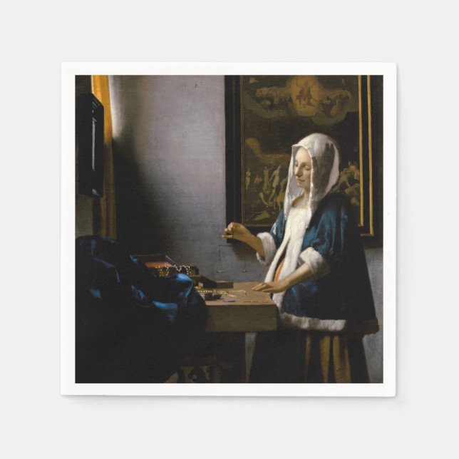 Guardanapo De Papel Johannes Vermeer - Mulher Equilibrando (Frente)