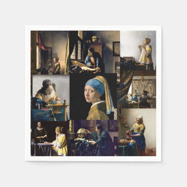 Guardanapo De Papel Johannes Vermeer - Patchwork de obras-primas (Frente)