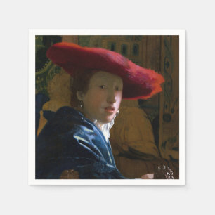 Guardanapo De Papel Johannes Vermeer - Rapariga com Chapéu Vermelho